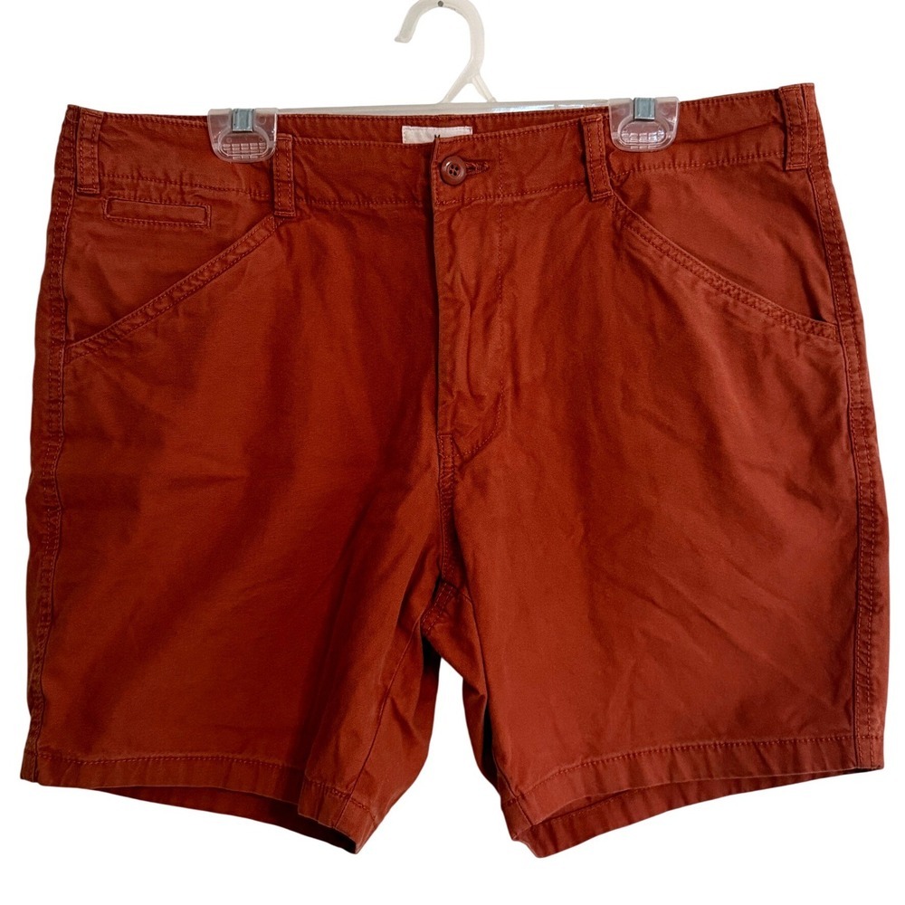 Mutual Weave Chino Shorts Mens 36 Rust Orange Cotton‎ Stretch Flat Front Casual